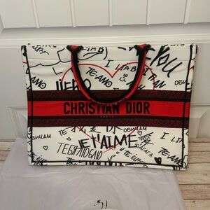 Red White and Black Large Book Tote Bag NWOT